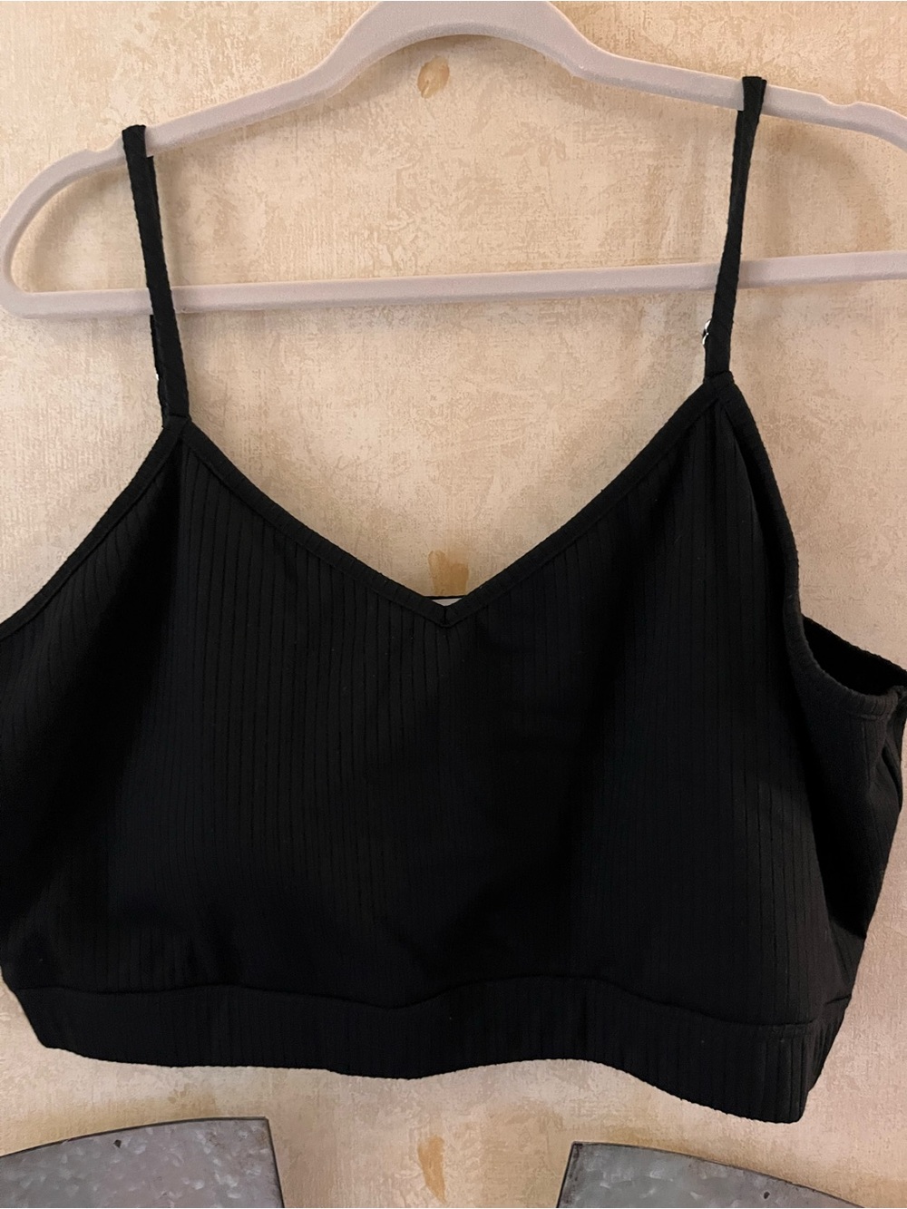 white birch Black Ribbed Bikini Top
